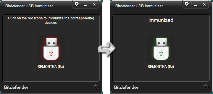 Использование программы USB Immunizer