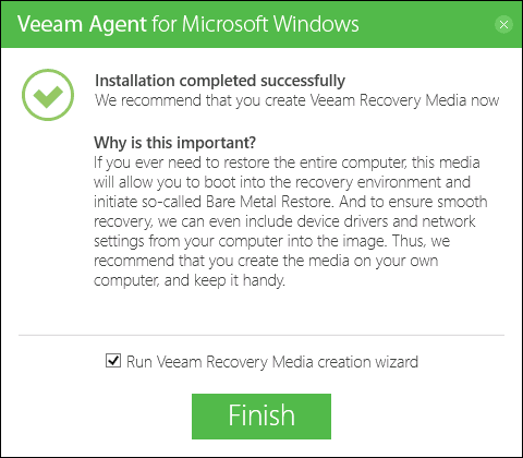 Veeam Agent for Windows Free установлен
