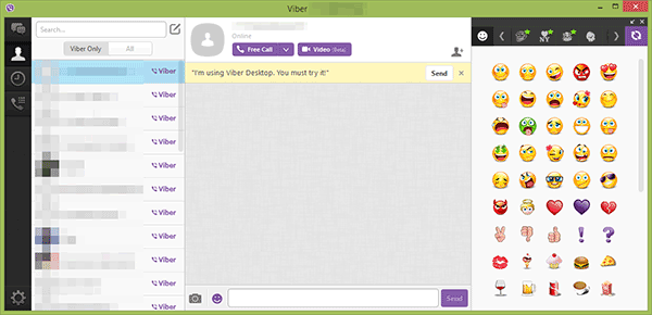 Главное окно Viber для рабочего стола