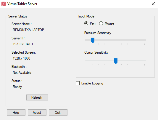 Программа VirtualTablet Server