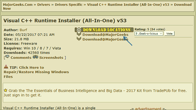 Загрузка Visual C runtimes all-in-one