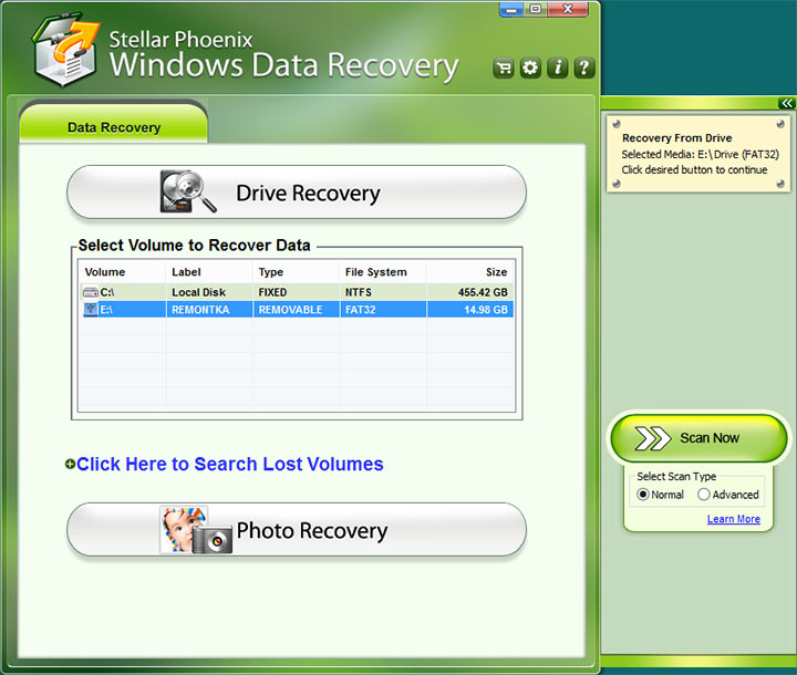 Главное окно Windows Data Recovery
