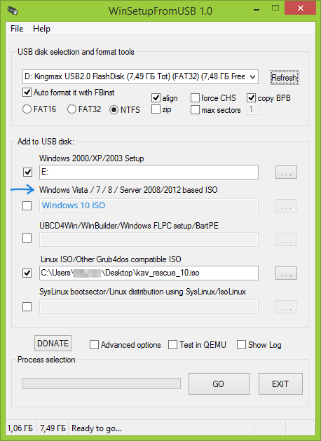 Запись Windows 10 в WinSetupFromUSB